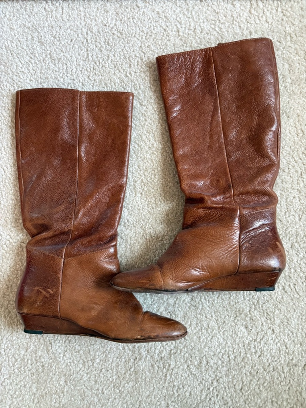 Steve Madden Chestnut Brown Leather Knee-High Wedge Boots